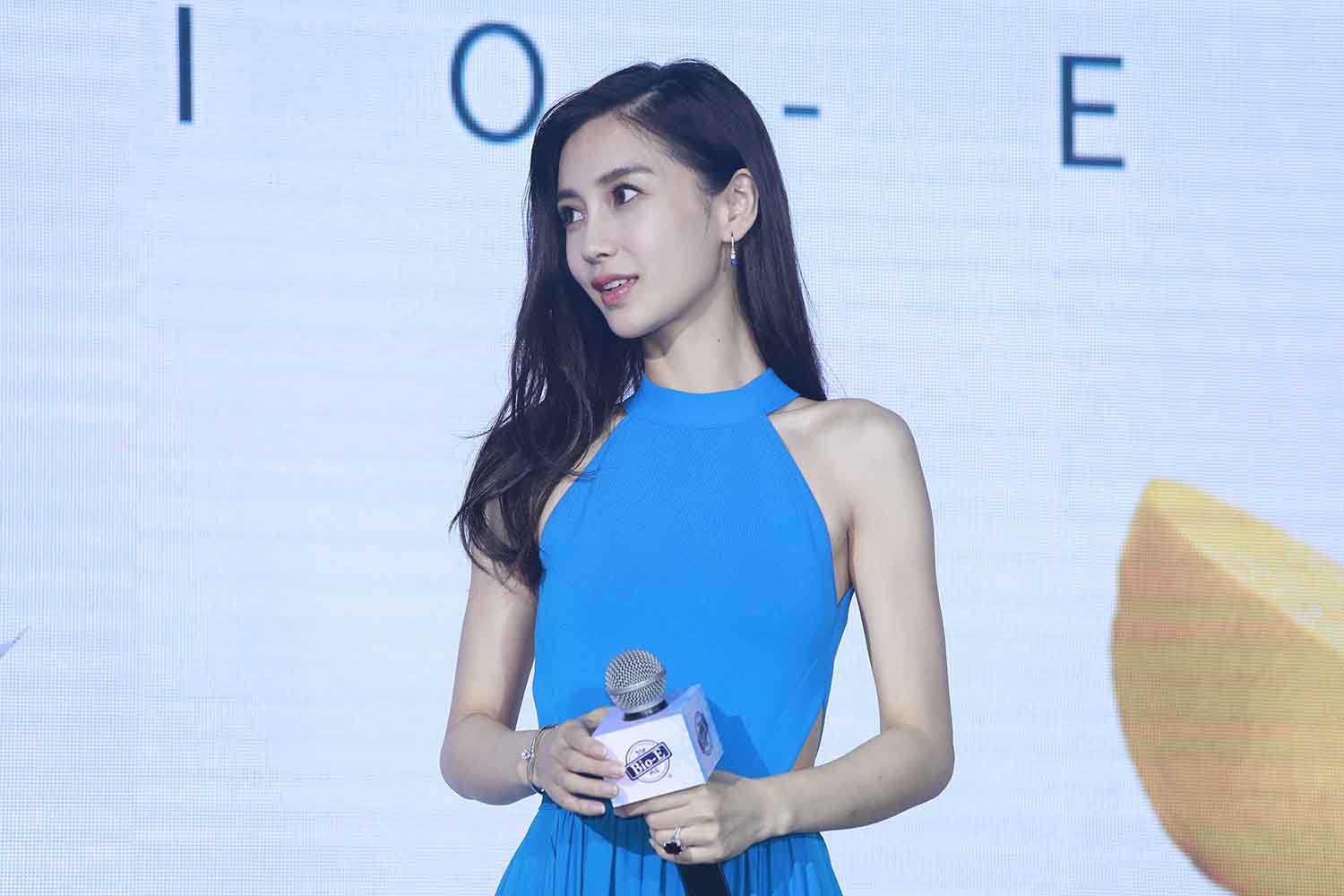 【581张/3.46G】杨颖 蓝色无袖长裙