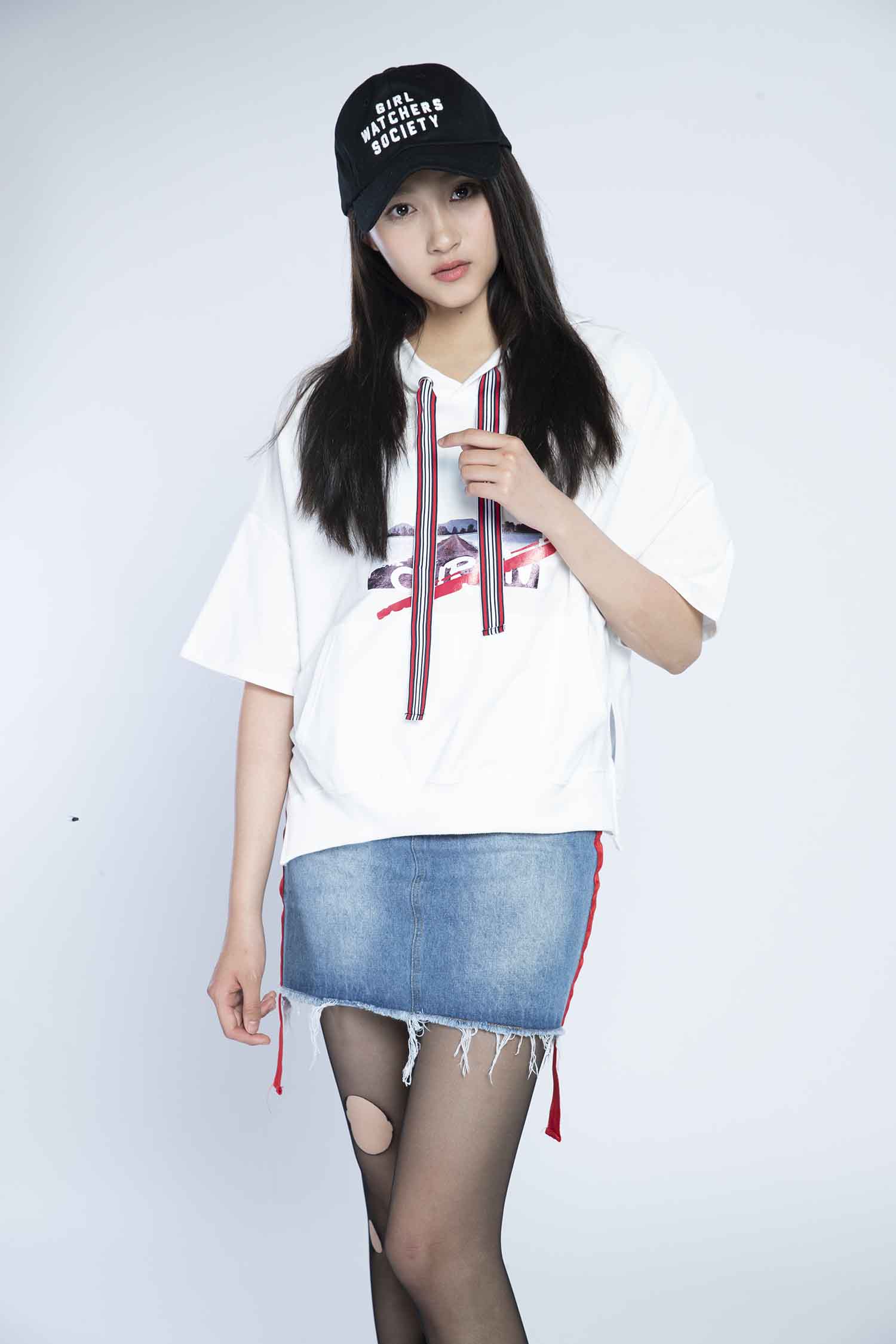 【CR2原图 34张/773m】关晓彤 破洞黑丝牛仔裙