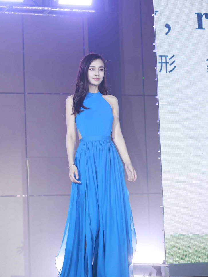 【581张/3.46G】杨颖 蓝色无袖长裙